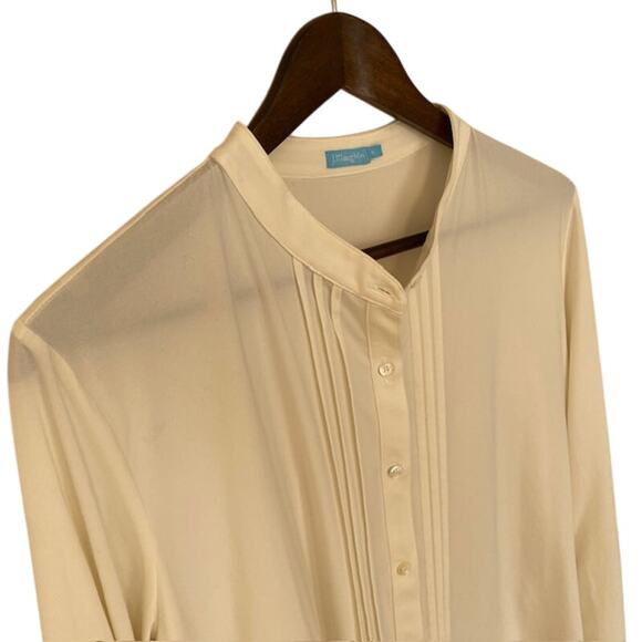 J. McLaughlin Ivory Long Sleeve Button Up Blouse - XL - Picture 2 of 4